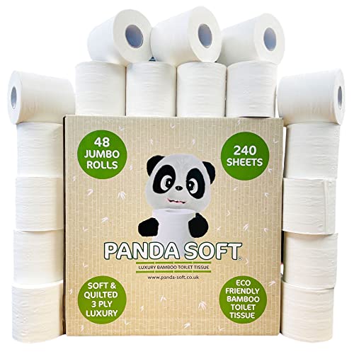Panda Soft - 48 x 240 Sheet - Bamboo Toilet Rolls - 3 Ply - Plastic Free Packaging - 100% FSC 1 Panda Soft - 48 x 240 Sheet - Bamboo Toilet Rolls - 3 Ply - Plastic Free Packaging - 100% FSC