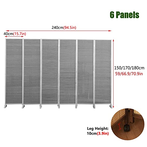 Standing Japanese Room Divider with 360° Rotating Hinge & Brake Wheels, Foldable Indoor Privacy Screen Door Partition, for Blocking Cats Dogs, Bamboo Wood ( Color : 6 Panels , Size : 180cm/70.9in Tall 2 Standing Japanese Room Divider with 360° Rotating Hinge & Brake Wheels, Foldable Indoor Privacy Screen Door Partition, for Blocking Cats Dogs, Bamboo Wood ( Color : 6 Panels , Size : 180cm/70.9in Tall - Image 2
