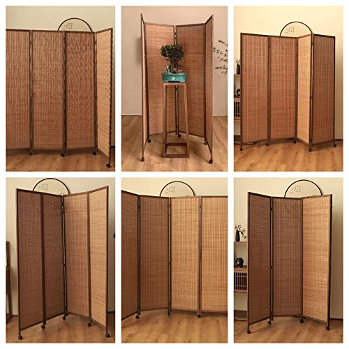 Standing Japanese Room Divider with 360° Rotating Hinge & Brake Wheels, Foldable Indoor Privacy Screen Door Partition, for Blocking Cats Dogs, Bamboo Wood ( Color : 6 Panels , Size : 180cm/70.9in Tall 3 Standing Japanese Room Divider with 360° Rotating Hinge & Brake Wheels, Foldable Indoor Privacy Screen Door Partition, for Blocking Cats Dogs, Bamboo Wood ( Color : 6 Panels , Size : 180cm/70.9in Tall - Image 3