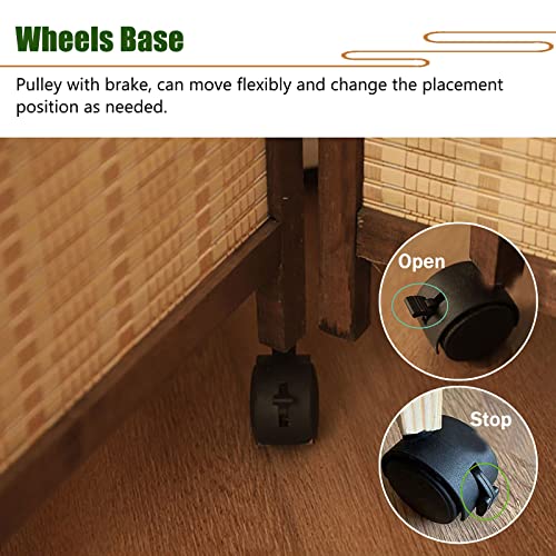 Standing Japanese Room Divider with 360° Rotating Hinge & Brake Wheels, Foldable Indoor Privacy Screen Door Partition, for Blocking Cats Dogs, Bamboo Wood ( Color : 6 Panels , Size : 180cm/70.9in Tall 4 Standing Japanese Room Divider with 360° Rotating Hinge & Brake Wheels, Foldable Indoor Privacy Screen Door Partition, for Blocking Cats Dogs, Bamboo Wood ( Color : 6 Panels , Size : 180cm/70.9in Tall - Image 4