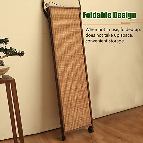 Standing Japanese Room Divider with 360° Rotating Hinge & Brake Wheels, Foldable Indoor Privacy Screen Door Partition, for Blocking Cats Dogs, Bamboo Wood ( Color : 6 Panels , Size : 180cm/70.9in Tall 5 Standing Japanese Room Divider with 360° Rotating Hinge & Brake Wheels, Foldable Indoor Privacy Screen Door Partition, for Blocking Cats Dogs, Bamboo Wood ( Color : 6 Panels , Size : 180cm/70.9in Tall - Image 5