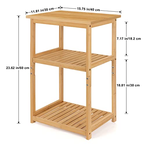 UOMIO Square Bamboo End Table 3-Tier Small Sofa Tables Slim Bedside table with Storage Shelf Practical Bamboo Side Table Coffee Table for Living Room Couch Chairside Table 2 UOMIO Square Bamboo End Table 3-Tier Small Sofa Tables Slim Bedside table with Storage Shelf Practical Bamboo Side Table Coffee Table for Living Room Couch Chairside Table - Image 2