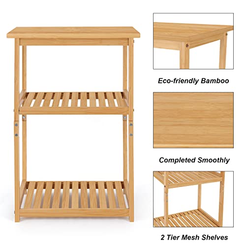 UOMIO Square Bamboo End Table 3-Tier Small Sofa Tables Slim Bedside table with Storage Shelf Practical Bamboo Side Table Coffee Table for Living Room Couch Chairside Table 3 UOMIO Square Bamboo End Table 3-Tier Small Sofa Tables Slim Bedside table with Storage Shelf Practical Bamboo Side Table Coffee Table for Living Room Couch Chairside Table - Image 3