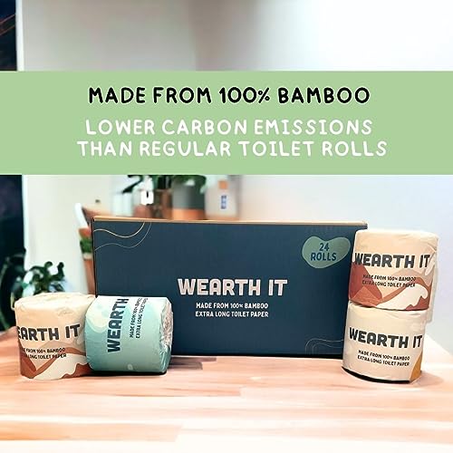 Wearth It - Bamboo Toilet Rolls, Eco-friendly 3-ply, 300 Sheets, Box of 24 Toilet Rolls Bulk Buy | Soft, Strong, Sustainable, Biodegradable, Plastic-Free & Scent-Free Toilet Paper 3 Wearth It - Bamboo Toilet Rolls, Eco-friendly 3-ply, 300 Sheets, Box of 24 Toilet Rolls Bulk Buy | Soft, Strong, Sustainable, Biodegradable, Plastic-Free & Scent-Free Toilet Paper - Image 3