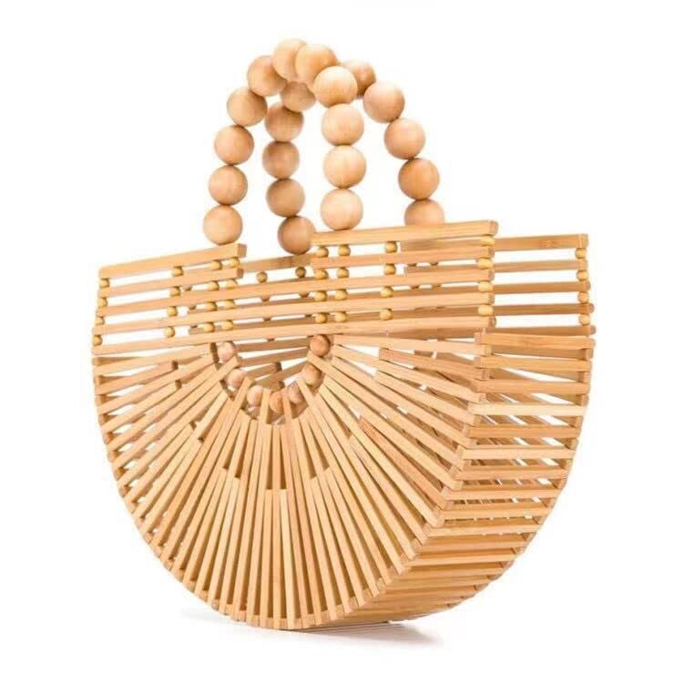Women's Bamboo Handbag, Handmade Straw Bag, Handbag Bamboo Wallet Natural Basket Bag for Summer Beach 4 Women's Bamboo Handbag, Handmade Straw Bag, Handbag Bamboo Wallet Natural Basket Bag for Summer Beach - Image 4