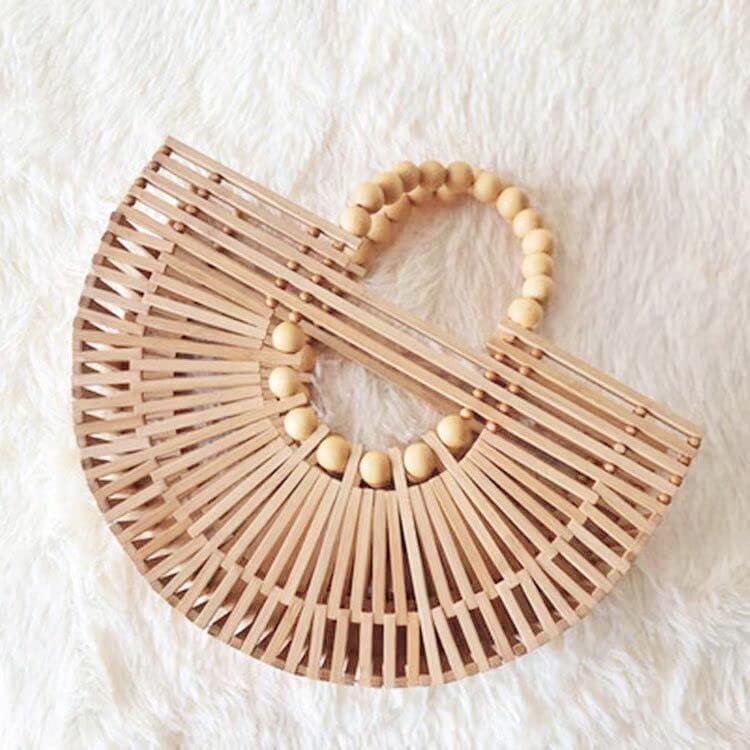 Women's Bamboo Handbag, Handmade Straw Bag, Handbag Bamboo Wallet Natural Basket Bag for Summer Beach 5 Women's Bamboo Handbag, Handmade Straw Bag, Handbag Bamboo Wallet Natural Basket Bag for Summer Beach - Image 5