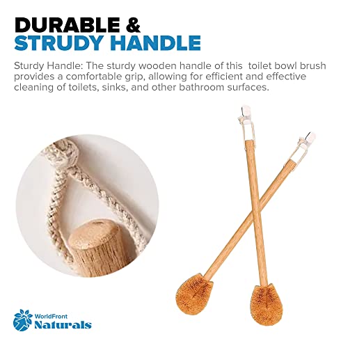 WorldFront Naturals Toilet Bowl Brush - Natural Coconut Fiber Golf Head & Long Wooden Handle for Effective Cleaning for Bathroom Toilet - Eco-Friendly & Durable - 2 Pack Brushes with 2 Wall Hooks 4 WorldFront Naturals Toilet Bowl Brush - Natural Coconut Fiber Golf Head & Long Wooden Handle for Effective Cleaning for Bathroom Toilet - Eco-Friendly & Durable - 2 Pack Brushes with 2 Wall Hooks - Image 4