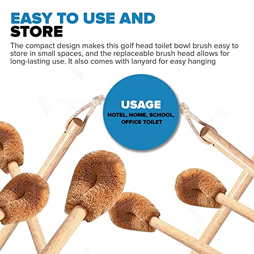 WorldFront Naturals Toilet Bowl Brush - Natural Coconut Fiber Golf Head & Long Wooden Handle for Effective Cleaning for Bathroom Toilet - Eco-Friendly & Durable - 2 Pack Brushes with 2 Wall Hooks 6 WorldFront Naturals Toilet Bowl Brush - Natural Coconut Fiber Golf Head & Long Wooden Handle for Effective Cleaning for Bathroom Toilet - Eco-Friendly & Durable - 2 Pack Brushes with 2 Wall Hooks - Image 6