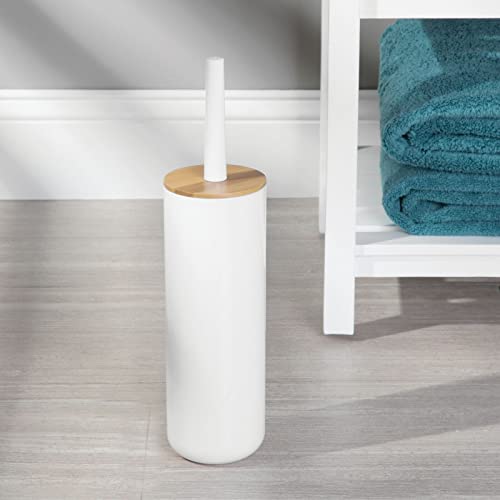 mDesign Toilet Brush and Holder – Toilet Brush Holder Set for Cleaning Bathroom – Ideal Bathroom Accessories – Bamboo/White 2 mDesign Toilet Brush and Holder – Toilet Brush Holder Set for Cleaning Bathroom – Ideal Bathroom Accessories – Bamboo/White - Image 2