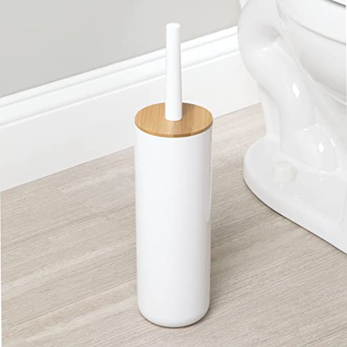 mDesign Toilet Brush and Holder – Toilet Brush Holder Set for Cleaning Bathroom – Ideal Bathroom Accessories – Bamboo/White 3 mDesign Toilet Brush and Holder – Toilet Brush Holder Set for Cleaning Bathroom – Ideal Bathroom Accessories – Bamboo/White - Image 3