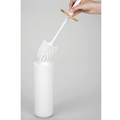 mDesign Toilet Brush and Holder – Toilet Brush Holder Set for Cleaning Bathroom – Ideal Bathroom Accessories – Bamboo/White 4 mDesign Toilet Brush and Holder – Toilet Brush Holder Set for Cleaning Bathroom – Ideal Bathroom Accessories – Bamboo/White - Image 4