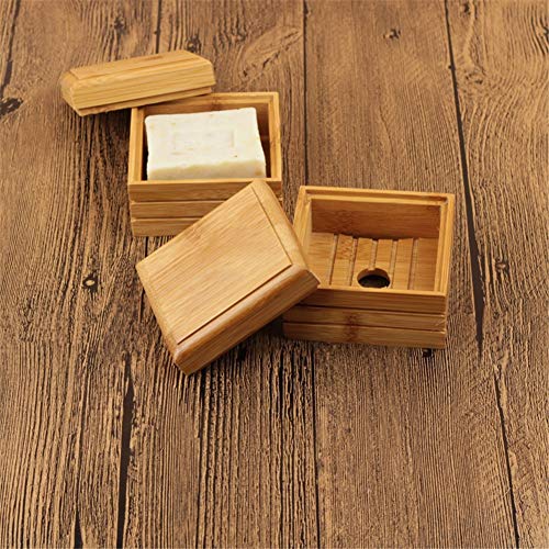 2 PCS Bamboo Soap Dish Holder, Natural Wooden Soap Storage, Handmade Soap Case with Lid for Soap Holder, Square Wood Soap Boxes for Kitchen Bathroom Shower Sponges 2 2 PCS Bamboo Soap Dish Holder, Natural Wooden Soap Storage, Handmade Soap Case with Lid for Soap Holder, Square Wood Soap Boxes for Kitchen Bathroom Shower Sponges - Image 2
