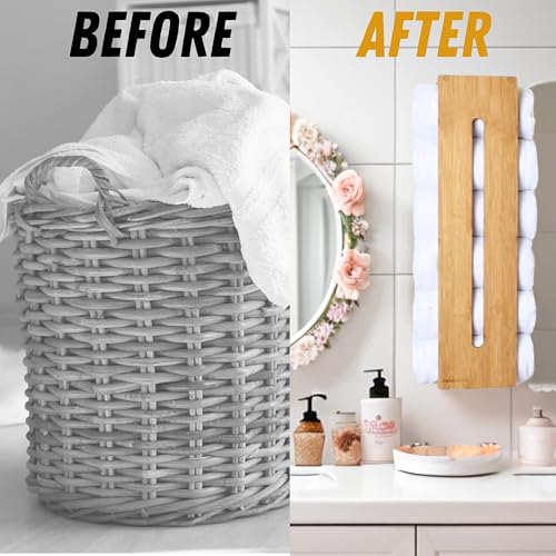 2 PCS Bathroom Towel Storage and Towel holders, Towel Rack Wall Can Holds Up to 6 Large (160X100) of Rolled Towels, Suitable for Bath Towels and Hand Towels, Bamboo Bathroom Accessories Wooden Colour 6 2 PCS Bathroom Towel Storage and Towel holders, Towel Rack Wall Can Holds Up to 6 Large (160X100) of Rolled Towels, Suitable for Bath Towels and Hand Towels, Bamboo Bathroom Accessories Wooden Colour - Image 6