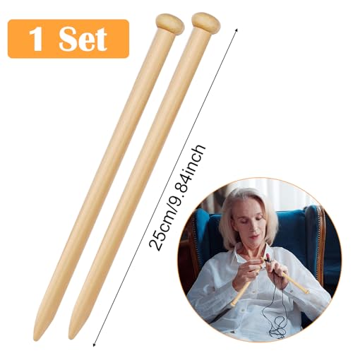 2 Pcs 15mm Bamboo Knitting Needles, 25cm Long, Large, Arthritic-Friendly, Big Knitting Pins for Scarf, Sweater, Blanket 2 2 Pcs 15mm Bamboo Knitting Needles, 25cm Long, Large, Arthritic-Friendly, Big Knitting Pins for Scarf, Sweater, Blanket - Image 2
