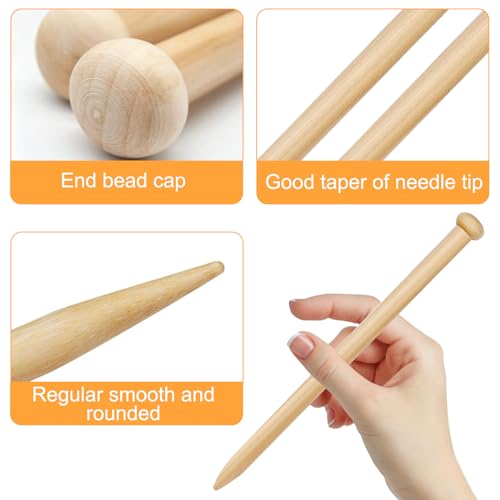 2 Pcs 15mm Bamboo Knitting Needles, 25cm Long, Large, Arthritic-Friendly, Big Knitting Pins for Scarf, Sweater, Blanket 3 2 Pcs 15mm Bamboo Knitting Needles, 25cm Long, Large, Arthritic-Friendly, Big Knitting Pins for Scarf, Sweater, Blanket - Image 3