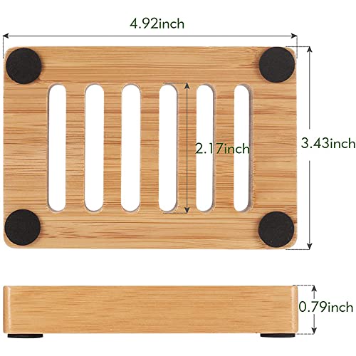 2 Pieces Soap Dishes Natural Wooden Bamboo Soap Dish Drain Soap Holder for Bathroom, Kitchen, Countertop 2 2 Pieces Soap Dishes Natural Wooden Bamboo Soap Dish Drain Soap Holder for Bathroom, Kitchen, Countertop - Image 2