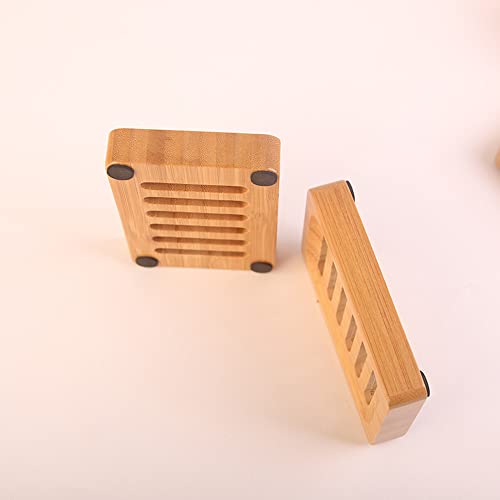 2 Pieces Soap Dishes Natural Wooden Bamboo Soap Dish Drain Soap Holder for Bathroom, Kitchen, Countertop 3 2 Pieces Soap Dishes Natural Wooden Bamboo Soap Dish Drain Soap Holder for Bathroom, Kitchen, Countertop - Image 3