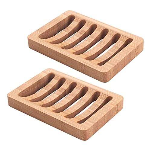 2 Pieces Soap Dishes Natural Wooden Bamboo Soap Dish Drain Soap Holder for Bathroom, Kitchen, Countertop 1 2 Pieces Soap Dishes Natural Wooden Bamboo Soap Dish Drain Soap Holder for Bathroom, Kitchen, Countertop