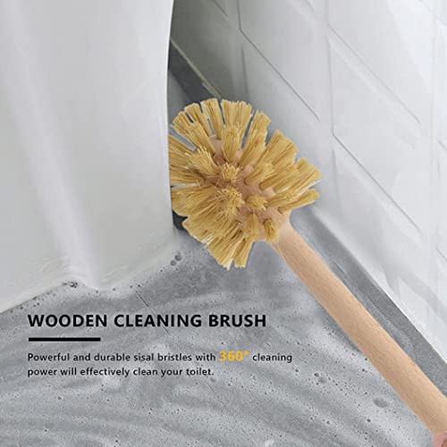 2pcs Wood Toilet Brush With Strong Hemp Bristles - Beechwood Handle, 360° Cleaning Power 3 2pcs Wood Toilet Brush With Strong Hemp Bristles - Beechwood Handle, 360° Cleaning Power - Image 3