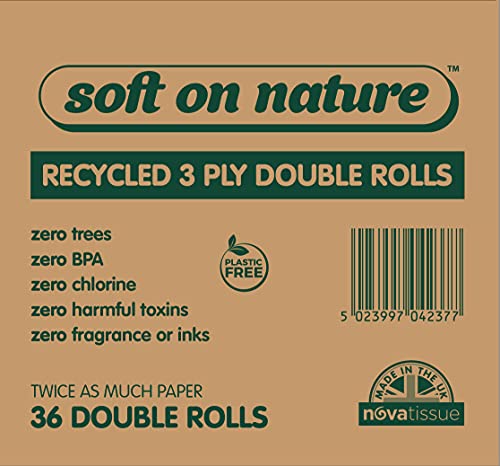 36 Double Rolls | Soft on Nature Eco Toilet Tissue Paper | 3PLY Recycled Sustainable | Plastic Free | UK Made 6 36 Double Rolls | Soft on Nature Eco Toilet Tissue Paper | 3PLY Recycled Sustainable | Plastic Free | UK Made - Image 6