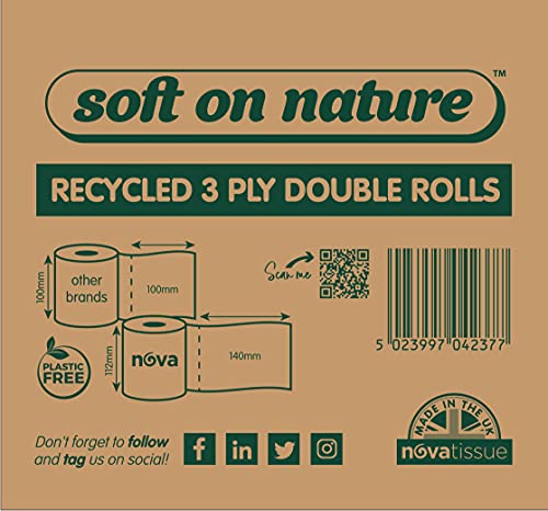 36 Double Rolls | Soft on Nature Eco Toilet Tissue Paper | 3PLY Recycled Sustainable | Plastic Free | UK Made 7 36 Double Rolls | Soft on Nature Eco Toilet Tissue Paper | 3PLY Recycled Sustainable | Plastic Free | UK Made - Image 7
