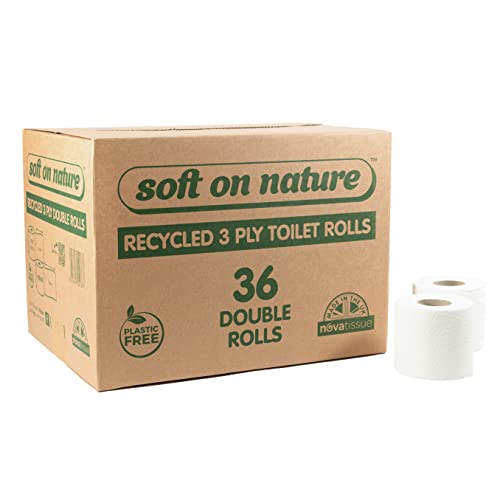 36 Double Rolls | Soft on Nature Eco Toilet Tissue Paper | 3PLY Recycled Sustainable | Plastic Free | UK Made 1 36 Double Rolls | Soft on Nature Eco Toilet Tissue Paper | 3PLY Recycled Sustainable | Plastic Free | UK Made