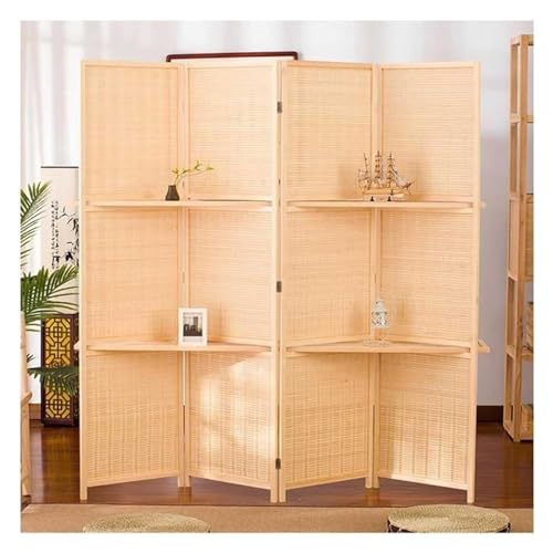 4-Panel Bamboo Room Divider, Folding Privacy Screen With 2 Display Shelves Freestanding Partition Wall Divider For Home Office Bedroom (Color : Natural-4 Panel, Size : H 180cm x L200cm) 2 4-Panel Bamboo Room Divider, Folding Privacy Screen With 2 Display Shelves Freestanding Partition Wall Divider For Home Office Bedroom (Color : Natural-4 Panel, Size : H 180cm x L200cm) - Image 2