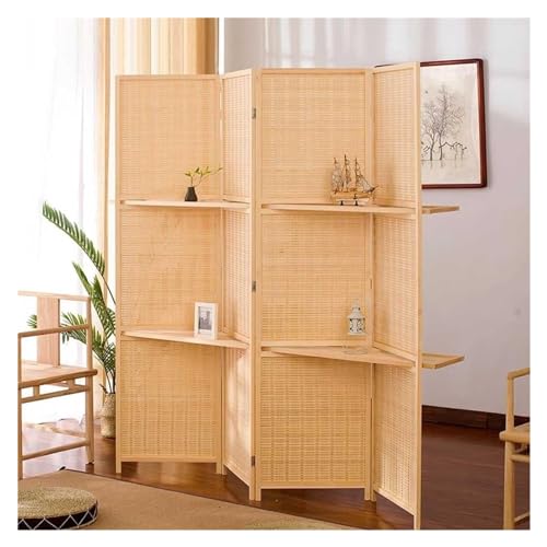 4-Panel Bamboo Room Divider, Folding Privacy Screen With 2 Display Shelves Freestanding Partition Wall Divider For Home Office Bedroom (Color : Natural-4 Panel, Size : H 180cm x L200cm) 4 4-Panel Bamboo Room Divider, Folding Privacy Screen With 2 Display Shelves Freestanding Partition Wall Divider For Home Office Bedroom (Color : Natural-4 Panel, Size : H 180cm x L200cm) - Image 4