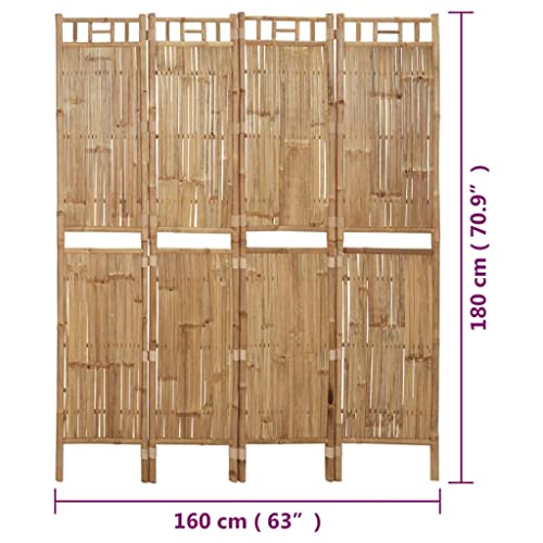 4-Panel Room Divider Bamboo Foldable Privacy Screen Separator vidaXL 4 4-Panel Room Divider Bamboo Foldable Privacy Screen Separator vidaXL - Image 4