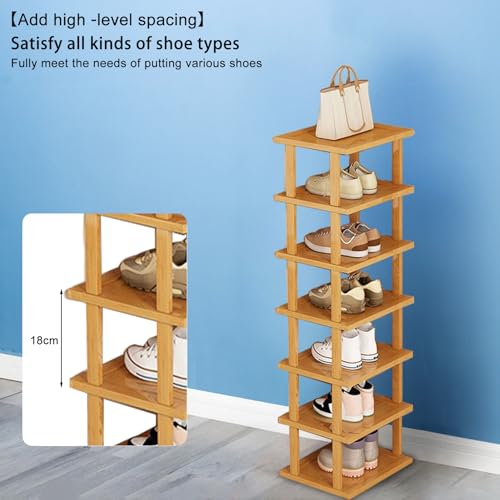CUSROS 8 Tiers Vertical Bamboo Shoe Display Rack, Multi-functional Bamboo Shoe Rack, Minimalist Style, Shelf 3 CUSROS 8 Tiers Vertical Bamboo Shoe Display Rack, Multi-functional Bamboo Shoe Rack, Minimalist Style, Shelf - Image 3