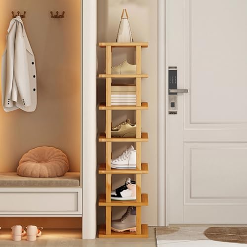 CUSROS 8 Tiers Vertical Bamboo Shoe Display Rack, Multi-functional Bamboo Shoe Rack, Minimalist Style, Shelf 4 CUSROS 8 Tiers Vertical Bamboo Shoe Display Rack, Multi-functional Bamboo Shoe Rack, Minimalist Style, Shelf - Image 4