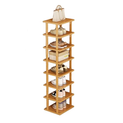 CUSROS 8 Tiers Vertical Bamboo Shoe Display Rack, Multi-functional Bamboo Shoe Rack, Minimalist Style, Shelf 1 CUSROS 8 Tiers Vertical Bamboo Shoe Display Rack, Multi-functional Bamboo Shoe Rack, Minimalist Style, Shelf