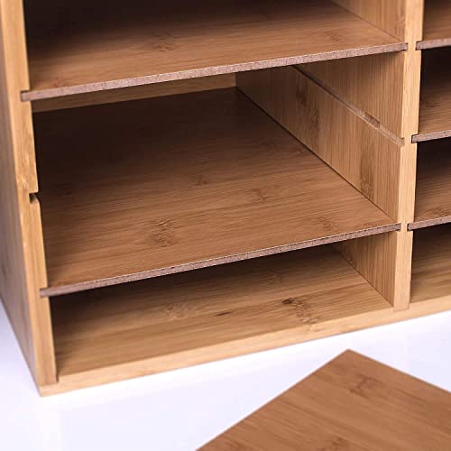 A4 Paper Large File Hygrad Large Bamboo Desktop File Sorter A4 Document Desk Tidy Organiser 8 Compartments Filing Storage, 49 x 31 x 25cm for Papers Stationery Magazines Folders Letters Office Tray 2 A4 Paper Large File Hygrad Large Bamboo Desktop File Sorter A4 Document Desk Tidy Organiser 8 Compartments Filing Storage, 49 x 31 x 25cm for Papers Stationery Magazines Folders Letters Office Tray - Image 2