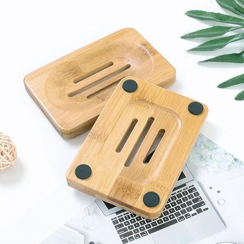 Abaseen 1x Sustainable Bamboo Soap Dish | Drainage Holes | Natural Wooden Soap Holder for Bathroom and Kitchen 3 Abaseen 1x Sustainable Bamboo Soap Dish | Drainage Holes | Natural Wooden Soap Holder for Bathroom and Kitchen - Image 3