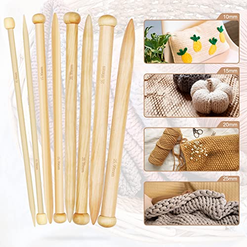 Aeelike 15mm Knitting Needles 35cm, Pair of 15mm Long Bamboo Knitting Needles Wooden for Chunky Wool Blanket, Suitable for Arthritic Hands 4 Aeelike 15mm Knitting Needles 35cm, Pair of 15mm Long Bamboo Knitting Needles Wooden for Chunky Wool Blanket, Suitable for Arthritic Hands - Image 4
