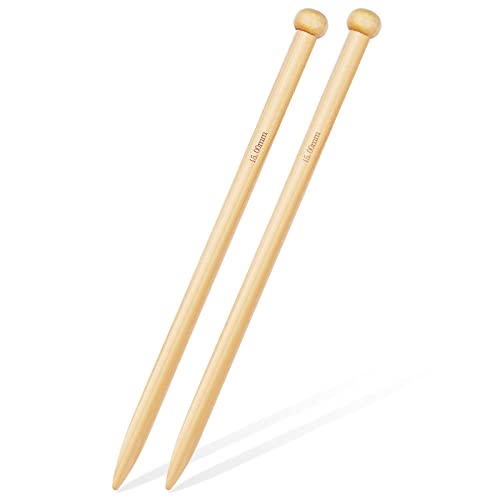 Aeelike 15mm Knitting Needles 35cm, Pair of 15mm Long Bamboo Knitting Needles Wooden for Chunky Wool Blanket, Suitable for Arthritic Hands 1 Aeelike 15mm Knitting Needles 35cm, Pair of 15mm Long Bamboo Knitting Needles Wooden for Chunky Wool Blanket, Suitable for Arthritic Hands