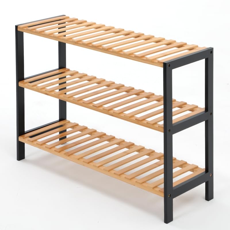 Aggloz 3 Tier Natural Bamboo Shoe Rack Easy Assembly & Strong Design Stand Shelf Organiser Ideal for Corridor, Bathroom,Hallway & Small Spaces Large Capacity Up to 12 Pairs of Shoes(55x70x25cm) 5 Aggloz 3 Tier Natural Bamboo Shoe Rack Easy Assembly & Strong Design Stand Shelf Organiser Ideal for Corridor, Bathroom,Hallway & Small Spaces Large Capacity Up to 12 Pairs of Shoes(55x70x25cm) - Image 5