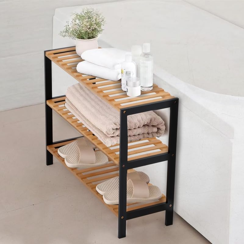 Aggloz 3 Tier Natural Bamboo Shoe Rack Easy Assembly & Strong Design Stand Shelf Organiser Ideal for Corridor, Bathroom,Hallway & Small Spaces Large Capacity Up to 12 Pairs of Shoes(55x70x25cm) 7 Aggloz 3 Tier Natural Bamboo Shoe Rack Easy Assembly & Strong Design Stand Shelf Organiser Ideal for Corridor, Bathroom,Hallway & Small Spaces Large Capacity Up to 12 Pairs of Shoes(55x70x25cm) - Image 7
