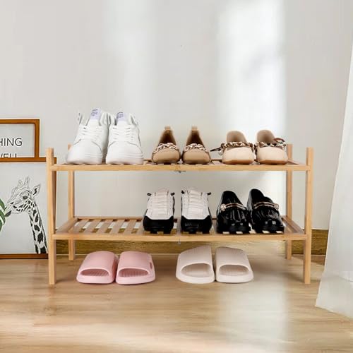 Akloya Bamboo Shoe Rack, Multipurpose 2 Tier Shoe Organizers,Small Shelfs for Shoes, Plants, Books, Living Room, Hallway Bedroom, Bathroom (2 Tier) 2 Akloya Bamboo Shoe Rack, Multipurpose 2 Tier Shoe Organizers,Small Shelfs for Shoes, Plants, Books, Living Room, Hallway Bedroom, Bathroom (2 Tier) - Image 2
