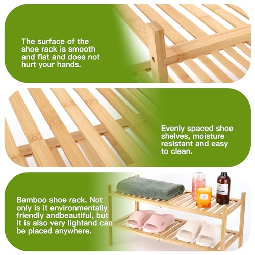 Akloya Bamboo Shoe Rack, Multipurpose 2 Tier Shoe Organizers,Small Shelfs for Shoes, Plants, Books, Living Room, Hallway Bedroom, Bathroom (2 Tier) 4 Akloya Bamboo Shoe Rack, Multipurpose 2 Tier Shoe Organizers,Small Shelfs for Shoes, Plants, Books, Living Room, Hallway Bedroom, Bathroom (2 Tier) - Image 4