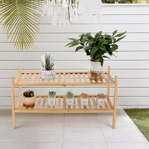 Akloya Bamboo Shoe Rack, Multipurpose 2 Tier Shoe Organizers,Small Shelfs for Shoes, Plants, Books, Living Room, Hallway Bedroom, Bathroom (2 Tier) 6 Akloya Bamboo Shoe Rack, Multipurpose 2 Tier Shoe Organizers,Small Shelfs for Shoes, Plants, Books, Living Room, Hallway Bedroom, Bathroom (2 Tier) - Image 6
