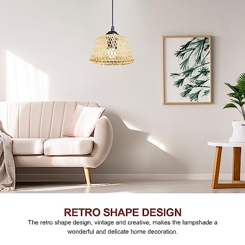 Woven Lamp Cover Dustproof Bamboo Craft Lampshade for Home Decor Vintage Style Light Shade Replacement for Rustic Furnishings and Housewarming 2 Woven Lamp Cover Dustproof Bamboo Craft Lampshade for Home Decor Vintage Style Light Shade Replacement for Rustic Furnishings and Housewarming - Image 2