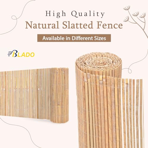 BLADO Natural Bamboo Slat Fence - Screening Slatted Roll for Garden Outdoor Wind/Sun Protection-Garden Privacy Shield-Fence Panel (H: 1M x L: 4M) 2 BLADO Natural Bamboo Slat Fence - Screening Slatted Roll for Garden Outdoor Wind/Sun Protection-Garden Privacy Shield-Fence Panel (H: 1M x L: 4M) - Image 2