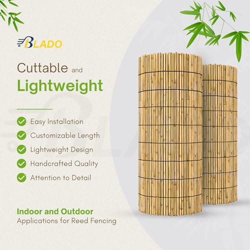 BLADO Reed Fence 1m x 3m - Natural Bamboo Privacy Screen, 8-10mm Thick ...