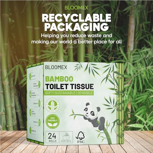 BLOOMEX Bamboo Toilet Rolls Bulk Buy - 24 Rolls, 3-Ply, 230 Sheets Per Roll | Plastic Free Packaging, Sustainable Tissue Paper | Bleach Free White Toilet Tissue. 5 BLOOMEX Bamboo Toilet Rolls Bulk Buy - 24 Rolls, 3-Ply, 230 Sheets Per Roll | Plastic Free Packaging, Sustainable Tissue Paper | Bleach Free White Toilet Tissue. - Image 5