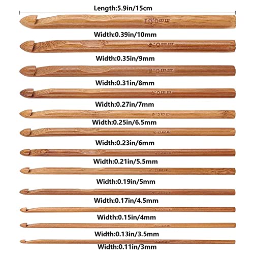 Bamboo Crochet Hooks Set 12PCS Knitting Needles Set Beginners 3.0mm/3.5mm/4.0mm/4.5mm/5.0mm/5.5mm/6.0mm/6.5mm/7mm/8mm/9mm/10.0mm Wood Knitting Needle Yarn Knitted Accessories for DIY Scarf Sweater 2 Bamboo Crochet Hooks Set 12PCS Knitting Needles Set Beginners 3.0mm/3.5mm/4.0mm/4.5mm/5.0mm/5.5mm/6.0mm/6.5mm/7mm/8mm/9mm/10.0mm Wood Knitting Needle Yarn Knitted Accessories for DIY Scarf Sweater - Image 2