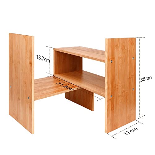 Bamboo Desk Storage Organizer, Desktop Display Shelf Rack, Multipurpose Bookshelf for Office & Home, Expandable Desktop Stand Bookshelf, Office Storage Rack - Free Style Displa Natural Stand Shelf 3 Bamboo Desk Storage Organizer, Desktop Display Shelf Rack, Multipurpose Bookshelf for Office & Home, Expandable Desktop Stand Bookshelf, Office Storage Rack - Free Style Displa Natural Stand Shelf - Image 3