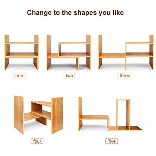 Bamboo Desk Storage Organizer, Desktop Display Shelf Rack, Multipurpose Bookshelf for Office & Home, Expandable Desktop Stand Bookshelf, Office Storage Rack - Free Style Displa Natural Stand Shelf 5 Bamboo Desk Storage Organizer, Desktop Display Shelf Rack, Multipurpose Bookshelf for Office & Home, Expandable Desktop Stand Bookshelf, Office Storage Rack - Free Style Displa Natural Stand Shelf - Image 5