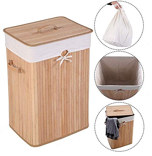 Bamboo Laundry Basket 72L Collapsible Bamboo With 1 Compartment Laundry Hamper Laundry Basket Removable Lining Large Laundry Bins Laundry Hamper with Lid Bamboo Laundry Storage basket (NATURAL) 2 Bamboo Laundry Basket 72L Collapsible Bamboo With 1 Compartment Laundry Hamper Laundry Basket Removable Lining Large Laundry Bins Laundry Hamper with Lid Bamboo Laundry Storage basket (NATURAL) - Image 2