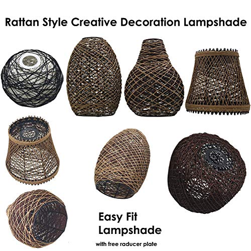 Bamboo Rattan Wicker Handmade Easy Fit Lampshade Retro Industrial Ceiling Lighting Shade Hanging Pendant Shade Light Fixture for Kitchen Dining Room Lights E27 + Free Reducer Plate (Vase) 5 Bamboo Rattan Wicker Handmade Easy Fit Lampshade Retro Industrial Ceiling Lighting Shade Hanging Pendant Shade Light Fixture for Kitchen Dining Room Lights E27 + Free Reducer Plate (Vase) - Image 5